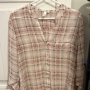 Kut from the Kloth Pink Plaid Blouse